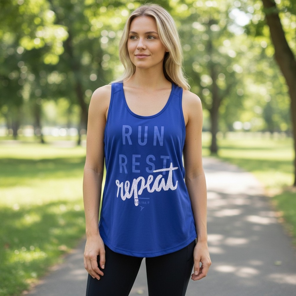 Old Navy Active Go-Dry Run Rest Repeat Racerback Tank Top Blue XXL